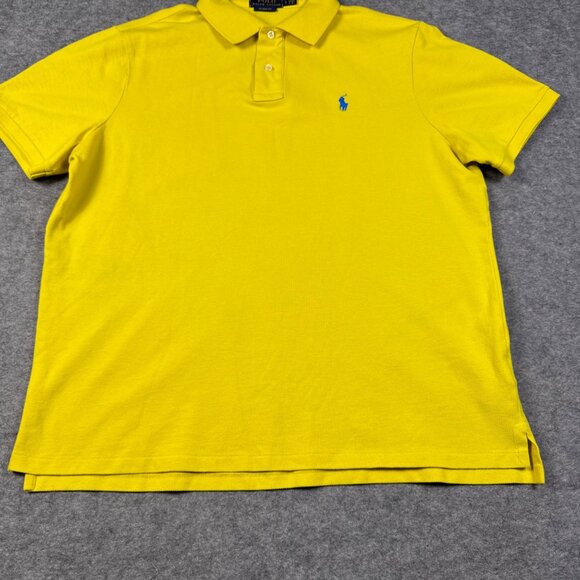 Ralph Lauren Polo Shirt Mens Large Yellow Classic Fit Preppy - Picture 3 of 10